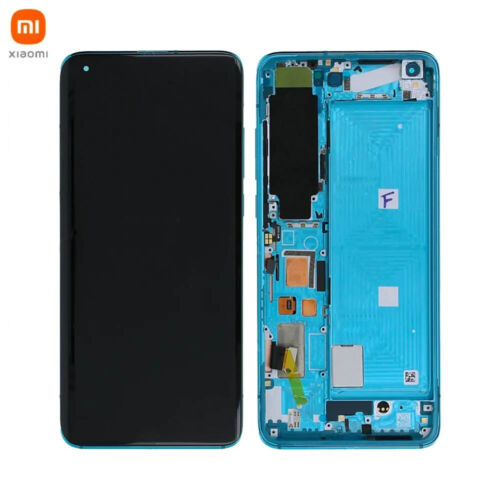 Xiaomi Mi 10 - Lcd + Touchscreen + Frame + Tasti Laterali Coral Green Flat Versione C